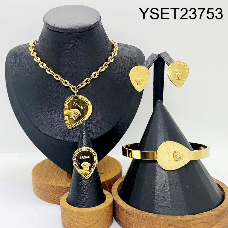 Level B Stainless Steel New Trendy Women Jewelry Golden 4pcs SET