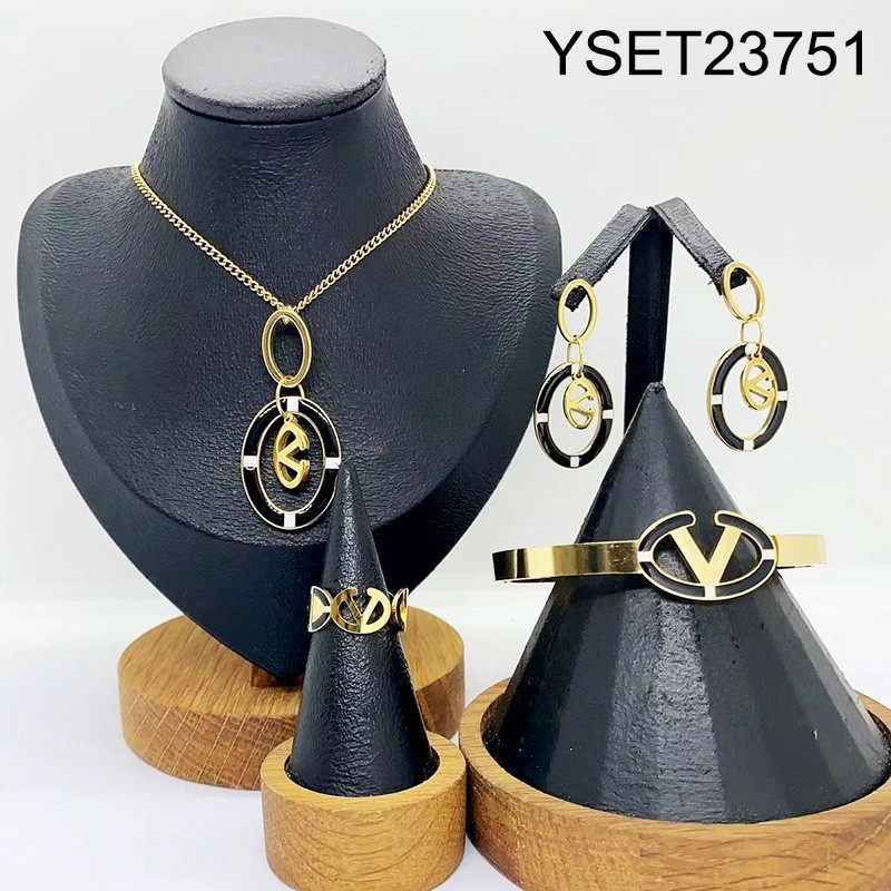 Level B Stainless Steel New Trendy Women Jewelry Golden 4pcs SET