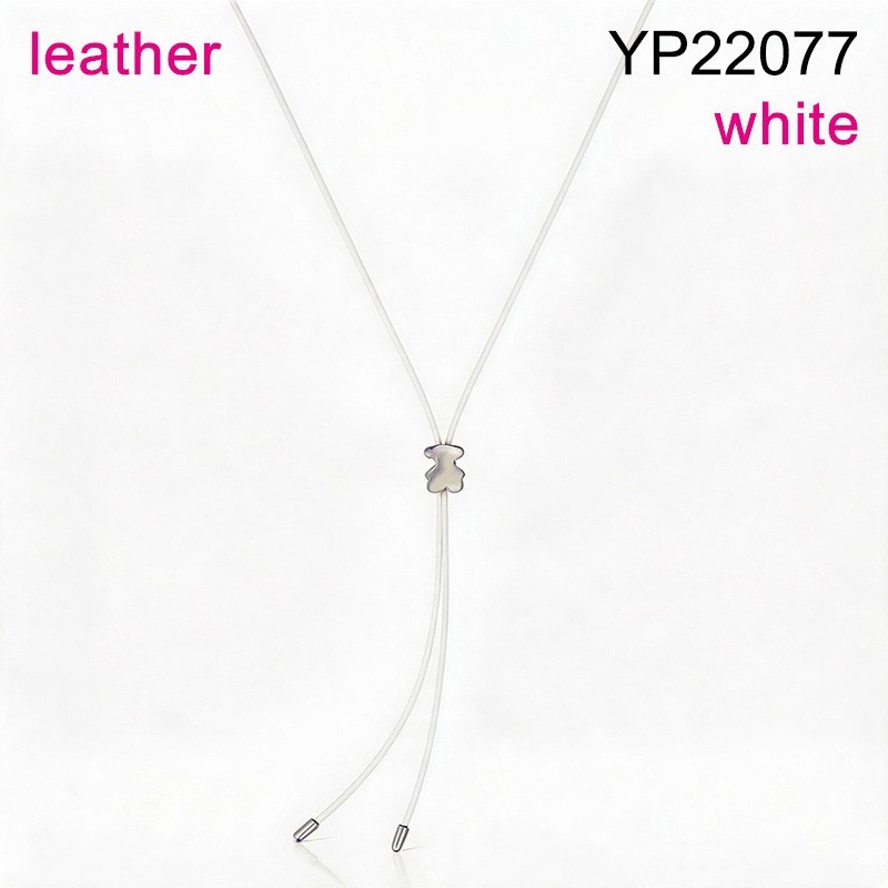 Level B Stainless Steel New Trendy Women Jewelry Animal Steel color Adjustable Drawstring White Leather Pendant