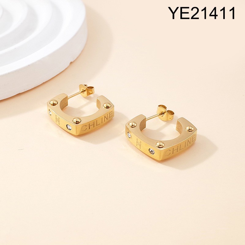 Level B Stainless Steel New Trendy Women Jewelry Golden C-Shape Style Earrings