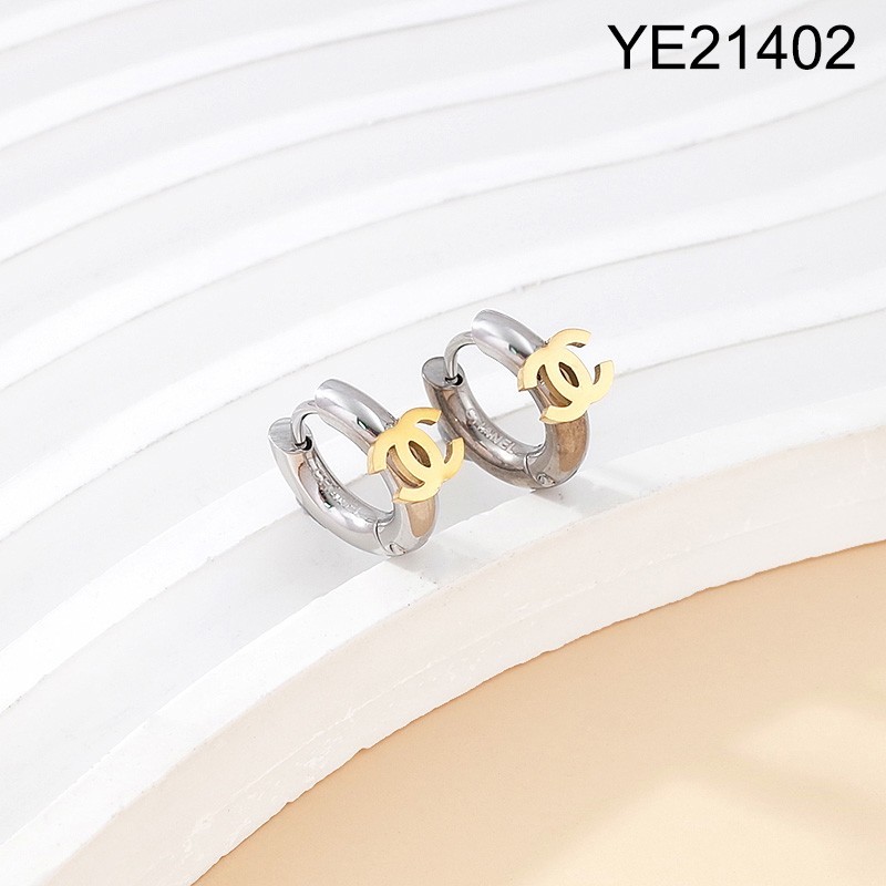 Level B Stainless Steel New Trendy Women Jewelry Two Tone Hoop Earrings