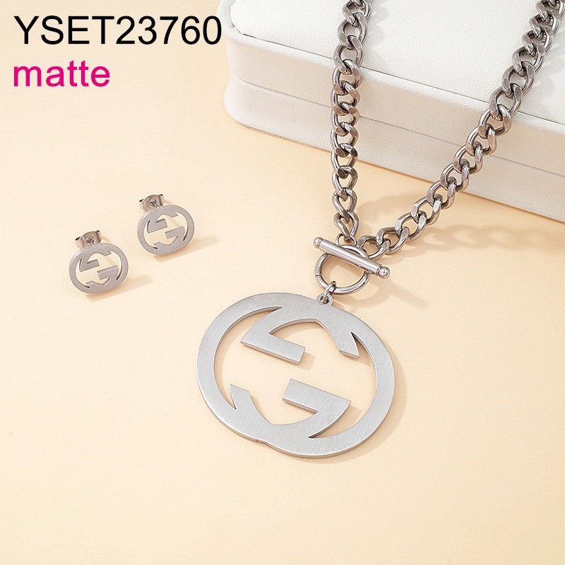 Level B Stainless Steel New Trendy Women Jewelry Steel color SET