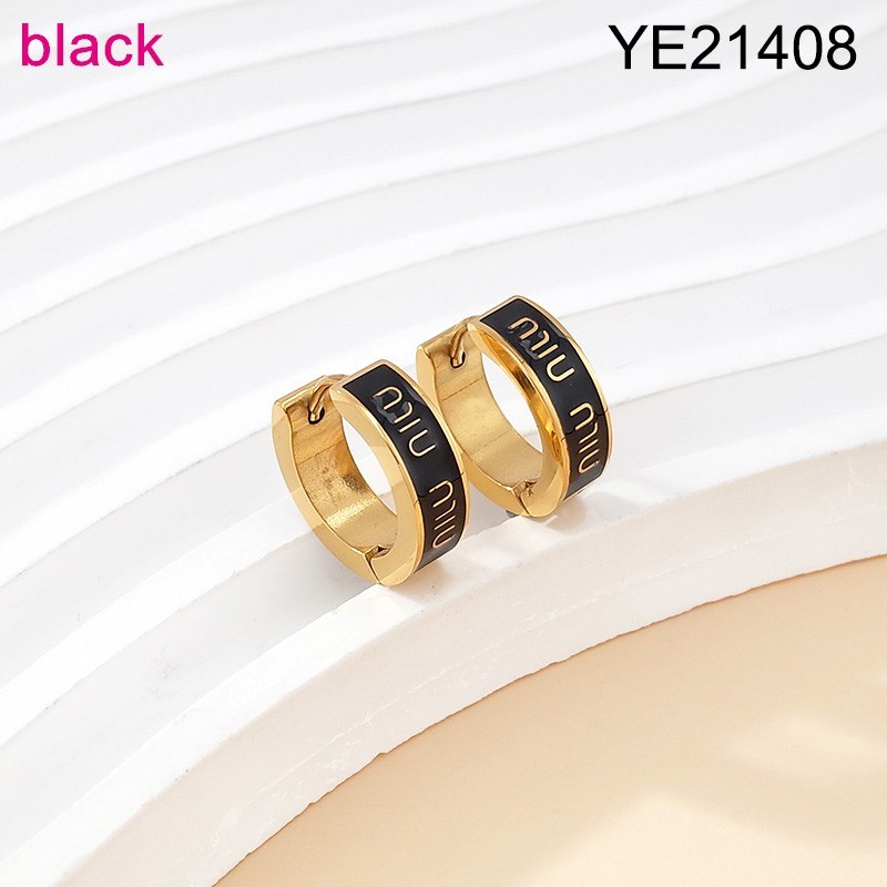 Level B Stainless Steel New Trendy Women Jewelry Black Drip Oil/Enamel Golden Hoop Earrings