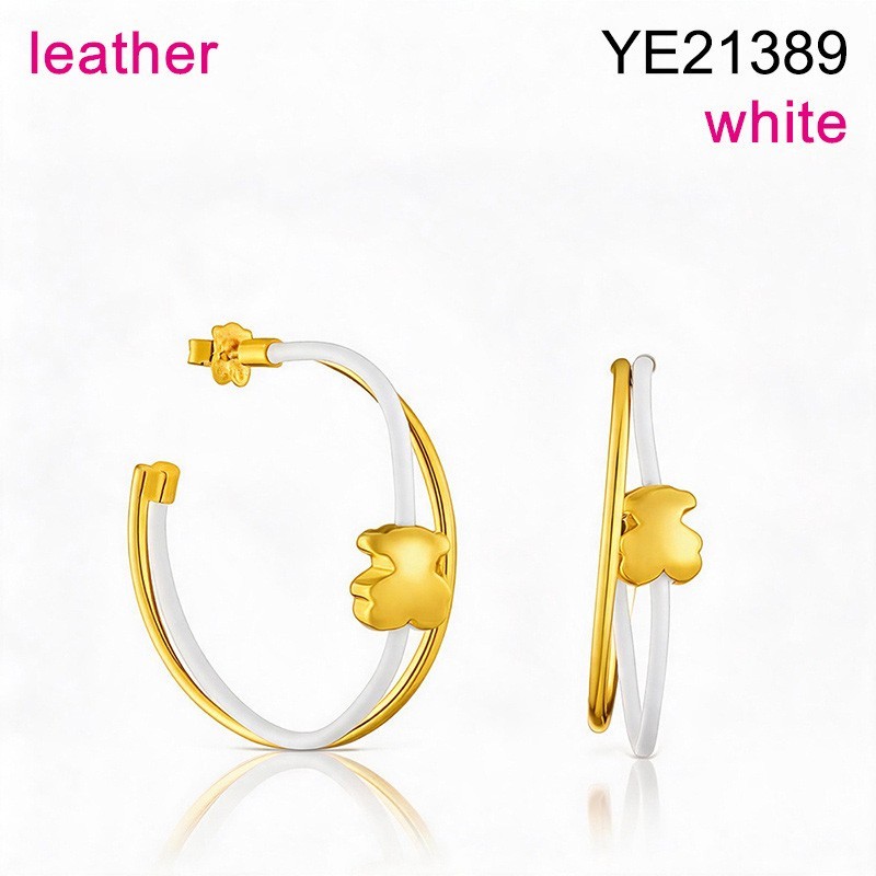Level B Stainless Steel New Trendy Women Jewelry Animal Golden White Leather C-Shape Style Earrings