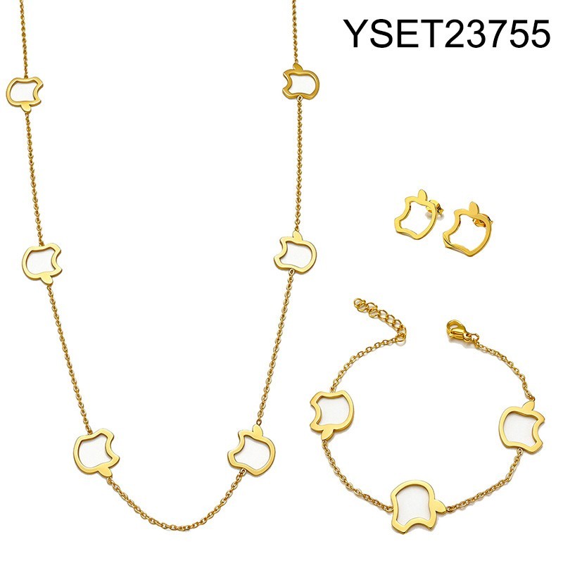 Level B Stainless Steel New Trendy Women Jewelry Golden 3pcs SET