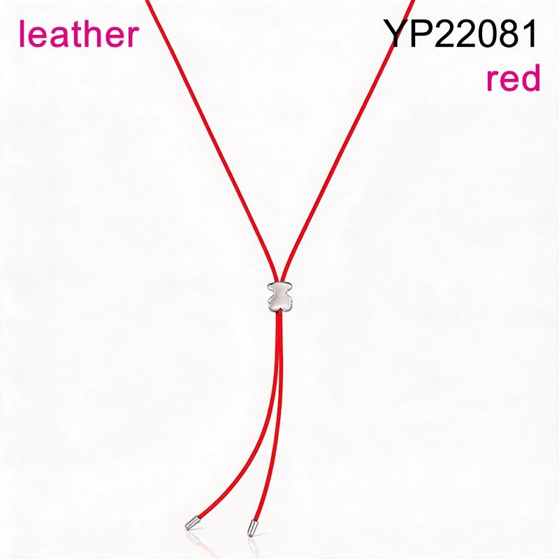Level B Stainless Steel New Trendy Women Jewelry Animal Steel color Adjustable Drawstring Red Leather Pendant