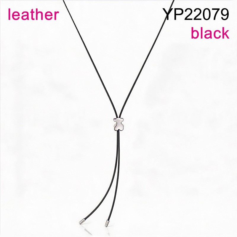 Level B Stainless Steel New Trendy Women Jewelry Animal Steel color Adjustable Drawstring Black Leather Pendant
