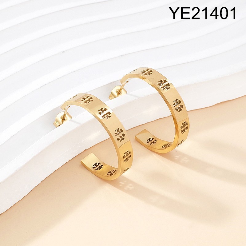 Level B Stainless Steel New Trendy Women Jewelry Golden C-Shape Style Earrings