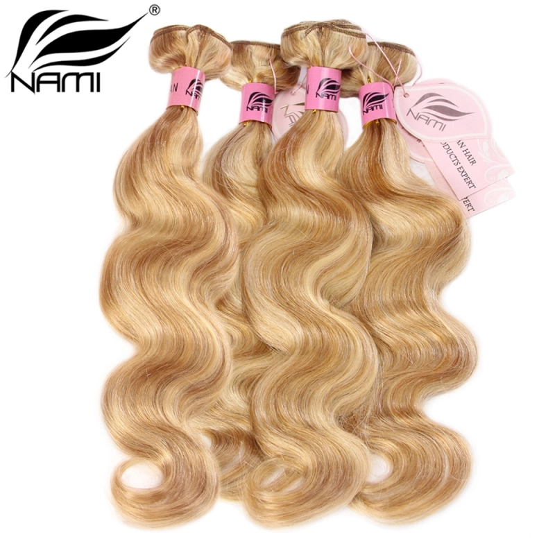 NAMI HAIR 27/613 Piano Color Brazilian Body Wave Virgin Human Hair Extensions 4 Bundles