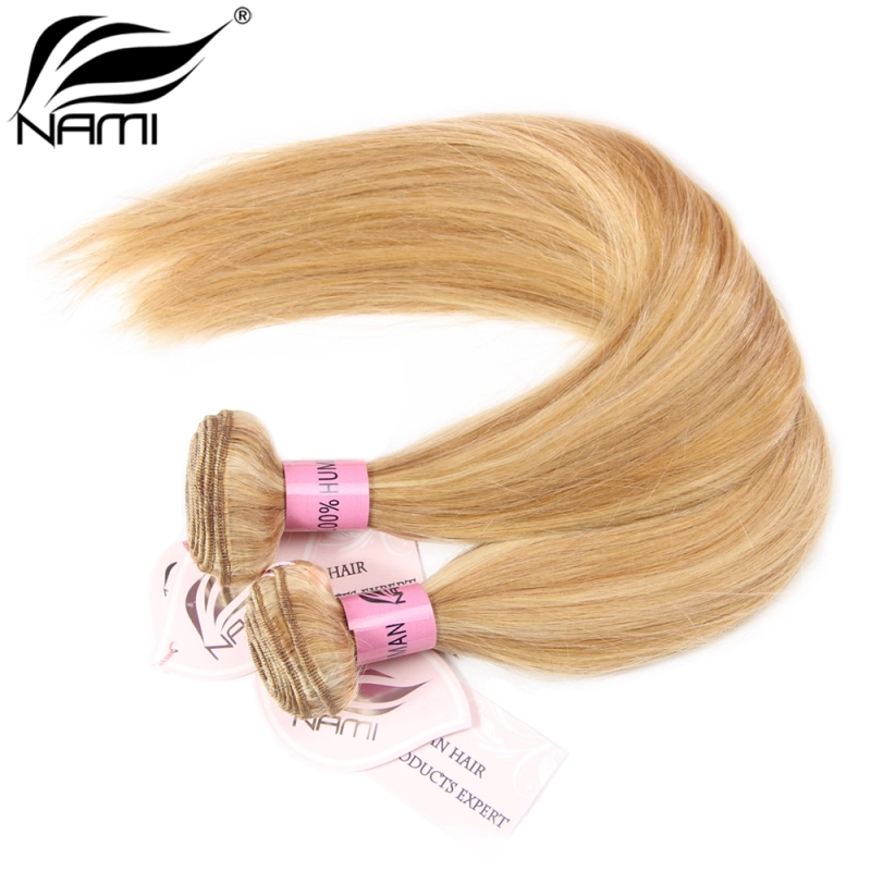 NAMI HAIR 27/613 Piano Color Brazilian Straight Virgin Human Hair Extensions 3 Bundles