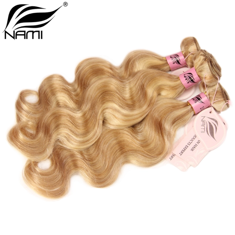 NAMI HAIR 27/613 Piano Color Brazilian Body Wave Virgin Human Hair Extensions 4 Bundles