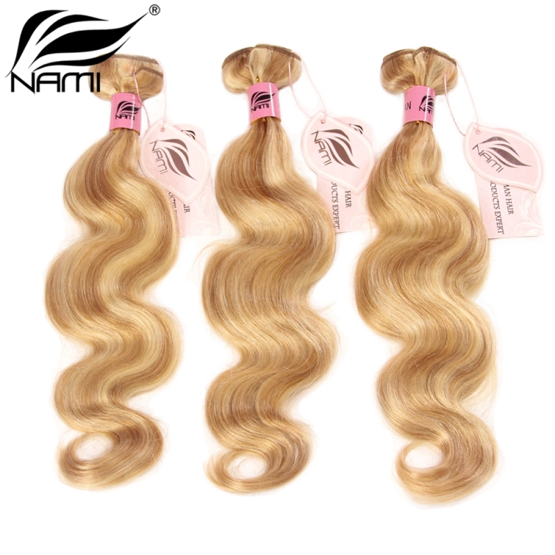 NAMI HAIR 27/613 Piano Color Brazilian Body Wave Virgin Human Hair Extensions 4 Bundles