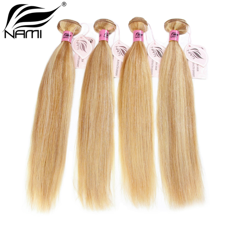 NAMI HAIR 27/613 Piano Color Brazilian Straight Virgin Human Hair Extensions 3 Bundles