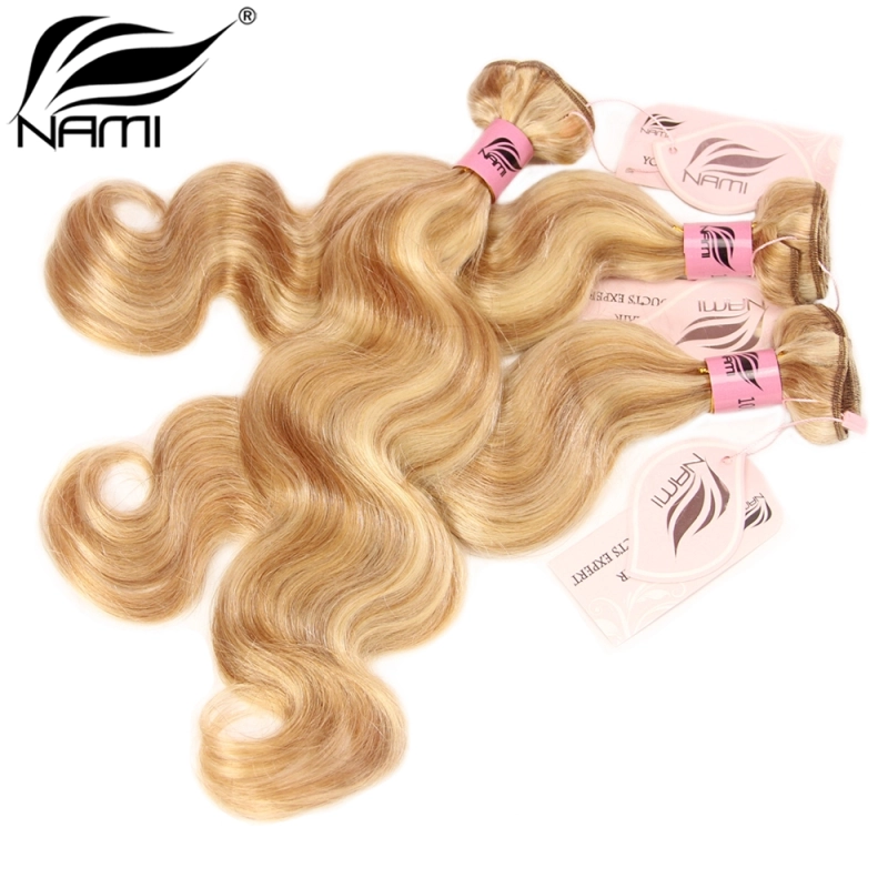 NAMI HAIR 27/613 Piano Color Brazilian Body Wave Virgin Human Hair Extensions 4 Bundles