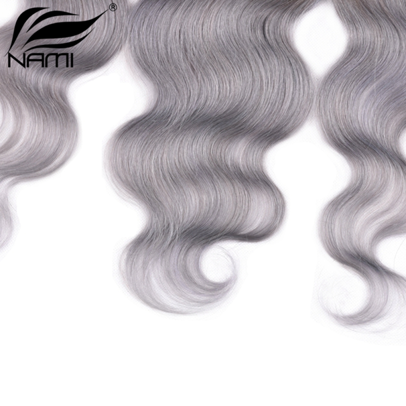 NAMI HAIR T1B/Grey Ombre Color Body Wave 13x4 Lace Frontal Closure Brazilian Virgin Human Hair