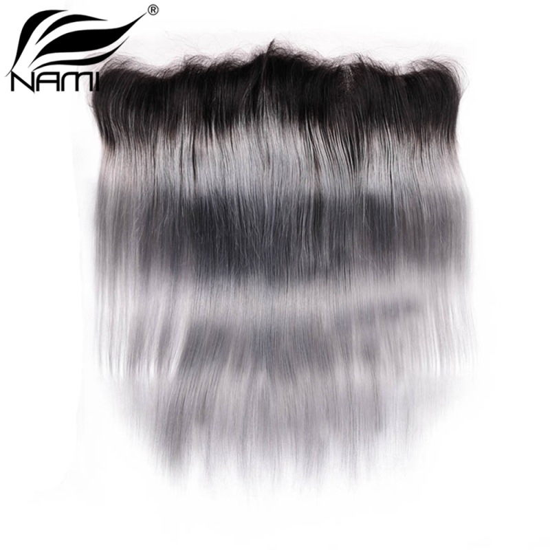 NAMI HAIR T1B/Grey Ombre Color 13x4 Lace Frontal Closure Brazilian Straight Virgin Human Hair