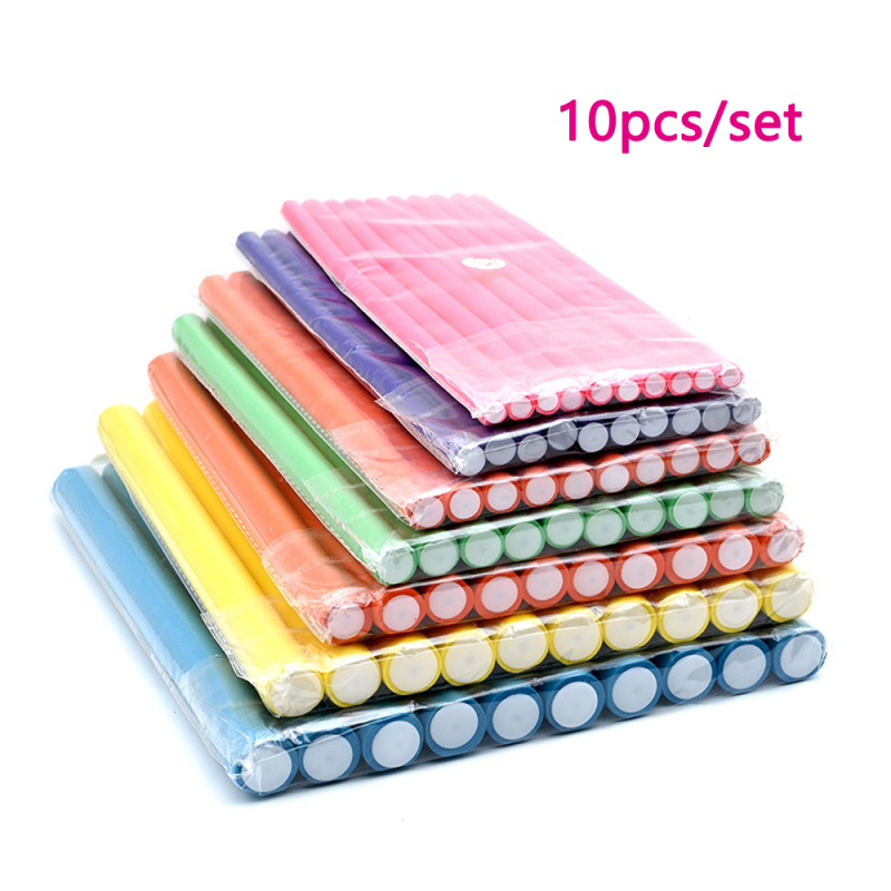 10 Pcs/Set Flexi Rods Hair Curler Magic Air Hair Rollers Curling Sticks Soft Foam Twist Styling Tool Random color