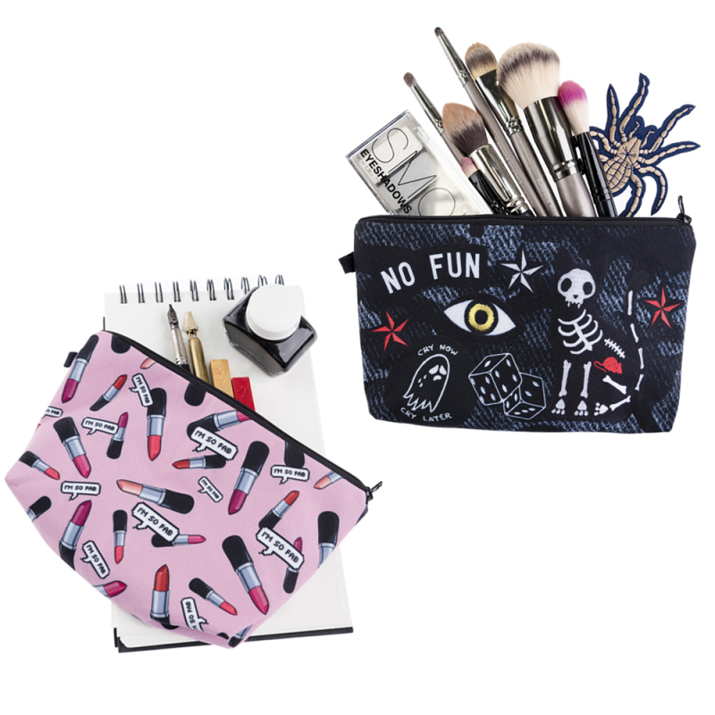 Makeup Bags With Multicolor Cute Pattern Portable Travel Makeup Storage Kits Women Cosmetics Pouchs Pencil Bags