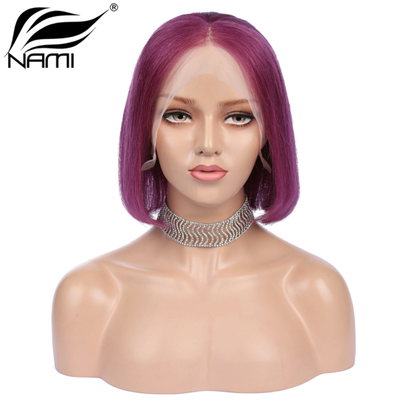 NAMI HAIR Pink Color Short Bob  180% Density Wig Brazilian Straight Virgin Human Hair