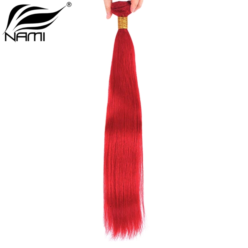 NAMI HAIR Red Color Brazilian Straight Human Hair Extensions 3 Bundles