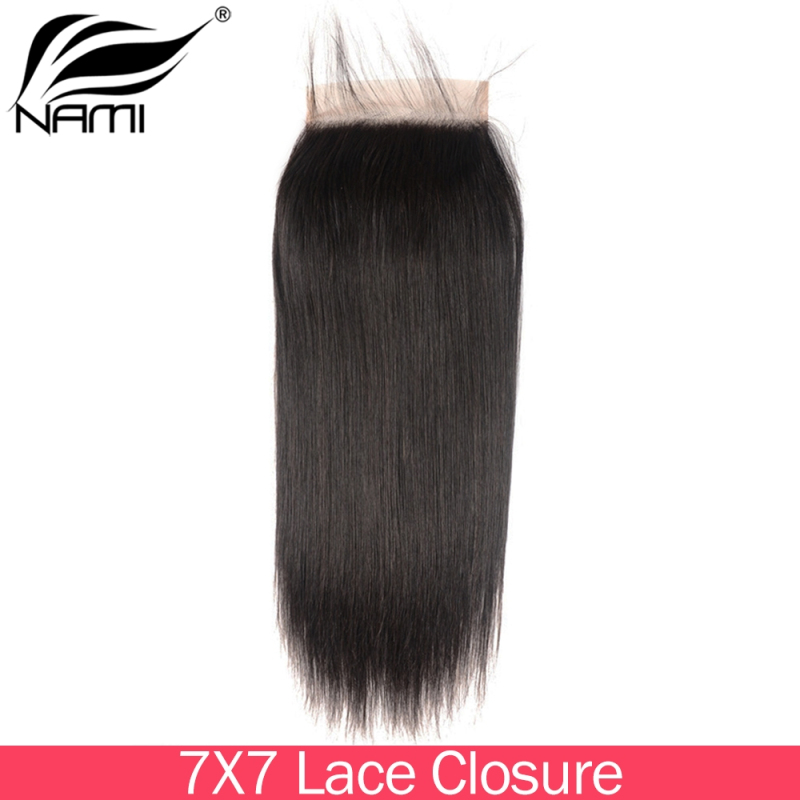 NAMI HAIR 7x7 Lace Closure Brazilian Straight Virgin Human Hair Natural Color