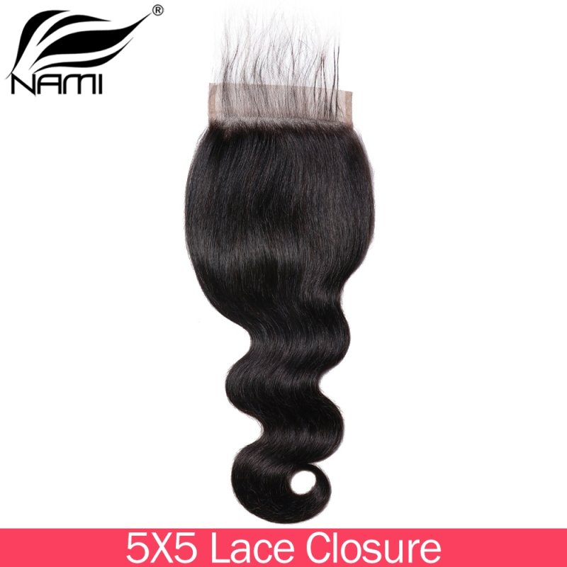 NAMI HAIR 5x5 Lace Closure Brazilian Body Wave Virgin Human Hair Natural Color