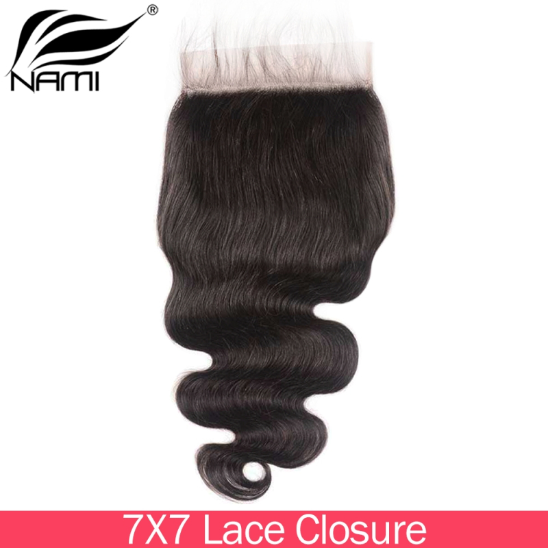 NAMI HAIR 7x7 Lace Closure Brazilian Body Wave Virgin Human Hair Natural Color