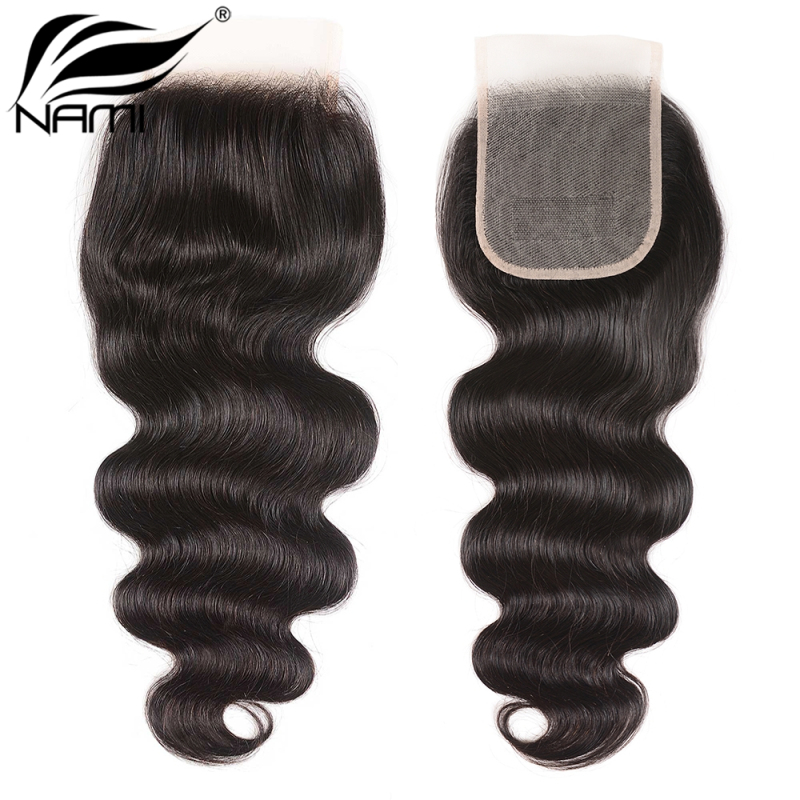 NAMI HAIR 4x4 Transparent Lace Closure Brazilian Body Wave Virgin Human Hair Natural Color
