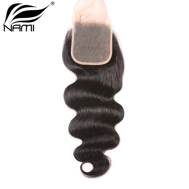 NAMI HAIR 4x4 Transparent Lace Closure Brazilian Body Wave Virgin Human Hair Natural Color