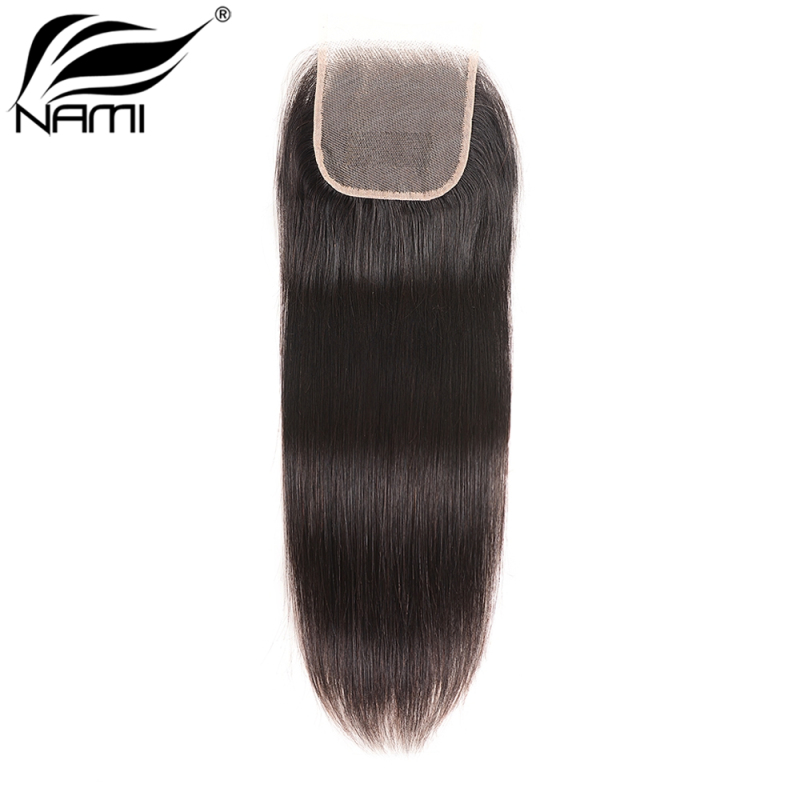 NAMI HAIR 4x4 Transparent Lace Closure Brazilian Straight Virgin Human Hair Natural Color