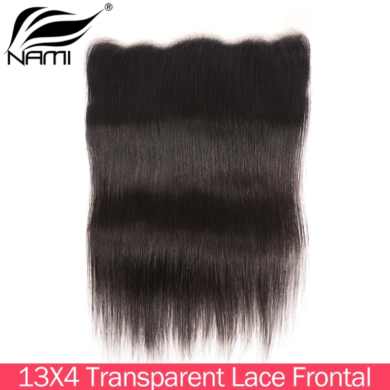 NAMI HAIR 13x4 Transparent Lace Frontal Closure Brazilian Straight Virgin Human Hair Natural Color