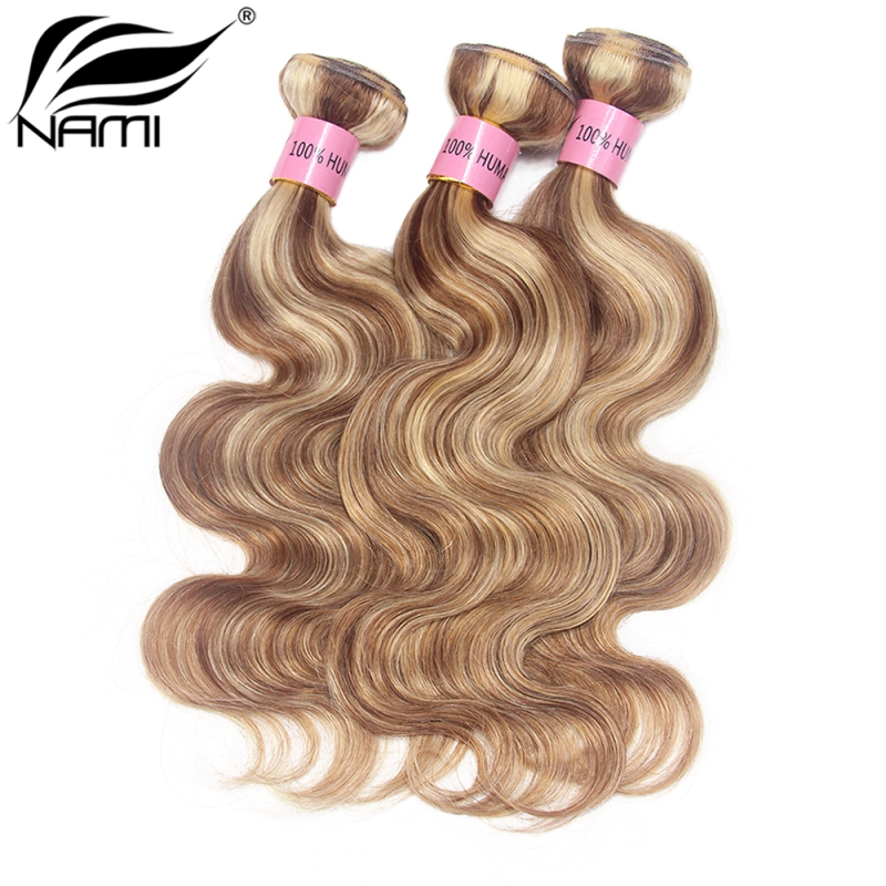 NAMI HAIR Piano Color 8/613 Brazilian Body Wave Virgin Human Hair Extensions 3 Bundles