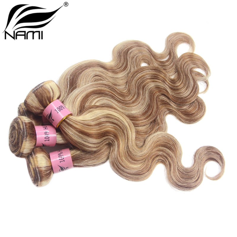 NAMI HAIR Piano Color 8/613 Brazilian Body Wave Virgin Human Hair Extensions 4 Bundles