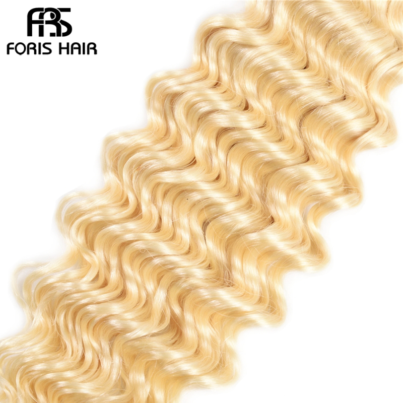 NAMI HAIR 613 Blonde Color Brazilian Virgin Hair Deep Wave 3 Bundles With Lace Closure
