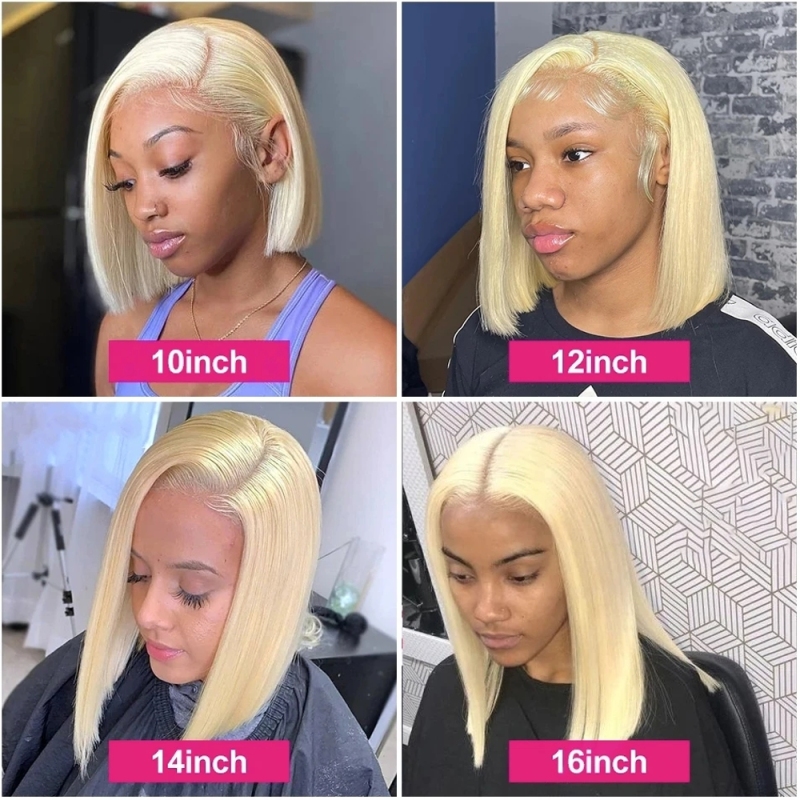 FORIS HAIR 613 Blonde HD Transparent Straight Virgin Human Hair 180% Density Short Bob Lace Wig