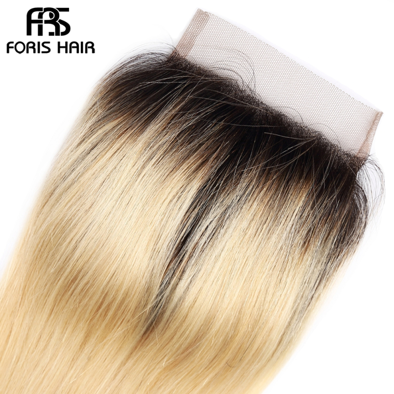 NAMI HAIR T1B/613 Ombre Color 4x4 Lace Closure Brazilian Straight Virgin Human Hair