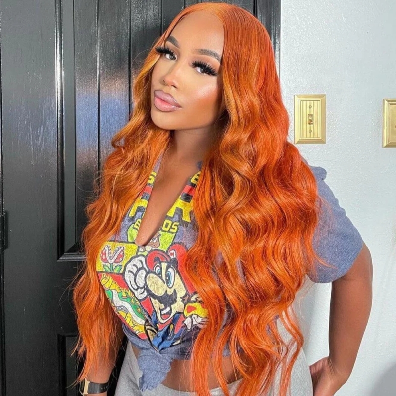 FORIS HAIR Ginger 350 13X4 Transparent Lace Front Wig Brazilian Body Wave Virgin Human Hair