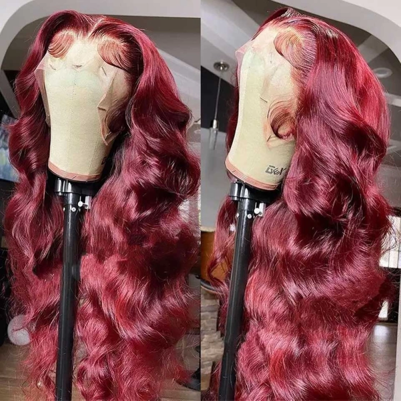 FORIS HAIR 99J 13X4 Transparent Lace Front Wig Brazilian Body Wave Virgin Human Hair
