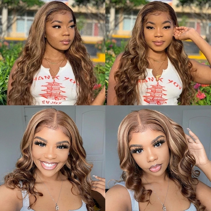 FORIS HAIR HIghlight 13X4 Transparent Lace Front Wig Brazilian Body Wave Virgin Human Hair