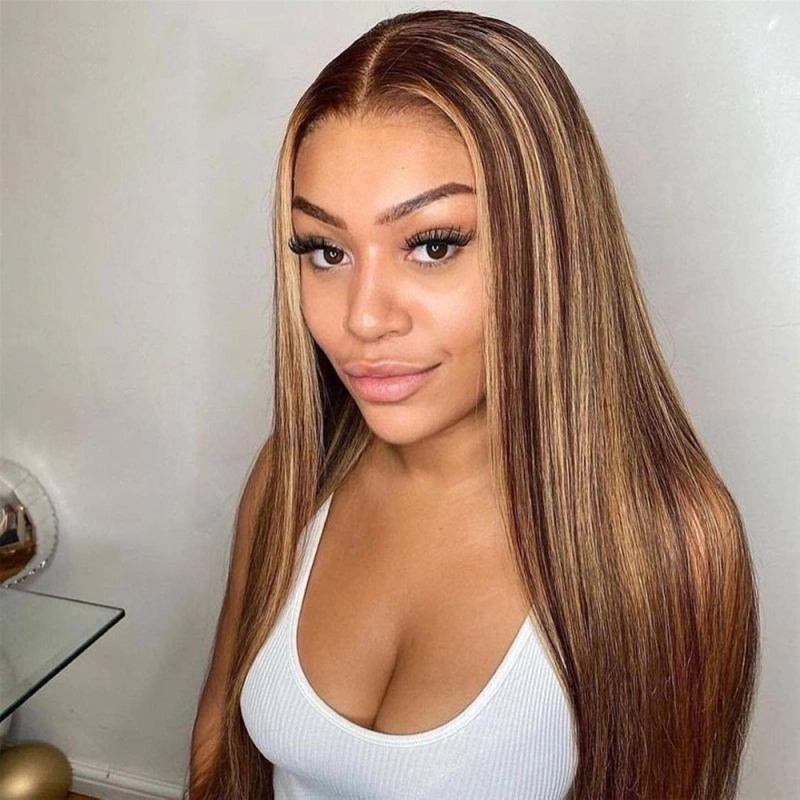 FORIS HAIR HIghlight 13X4 Transparent Lace Front Wig Brazilian Straight Virgin Human Hair