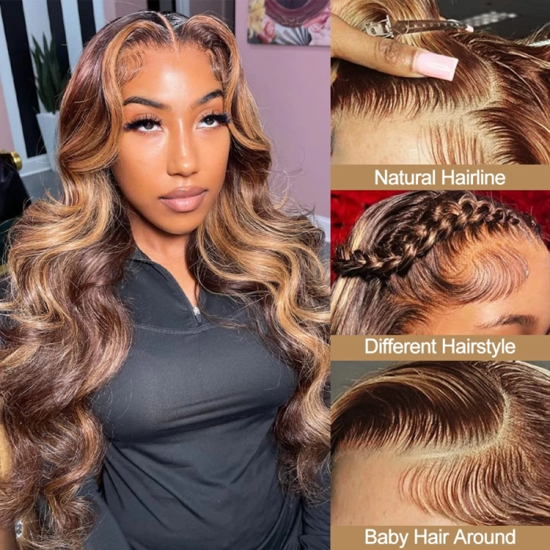 FORIS HAIR HIghlight 13X4 Transparent Lace Front Wig Brazilian Body Wave Virgin Human Hair