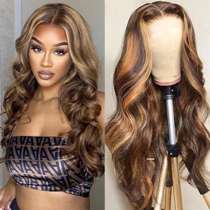 FORIS HAIR HIghlight 13X4 Transparent Lace Front Wig Brazilian Body Wave Virgin Human Hair