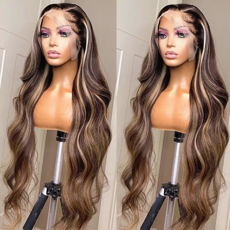 FORIS HAIR HIghlight 13X4 Transparent Lace Front Wig Brazilian Body Wave Virgin Human Hair