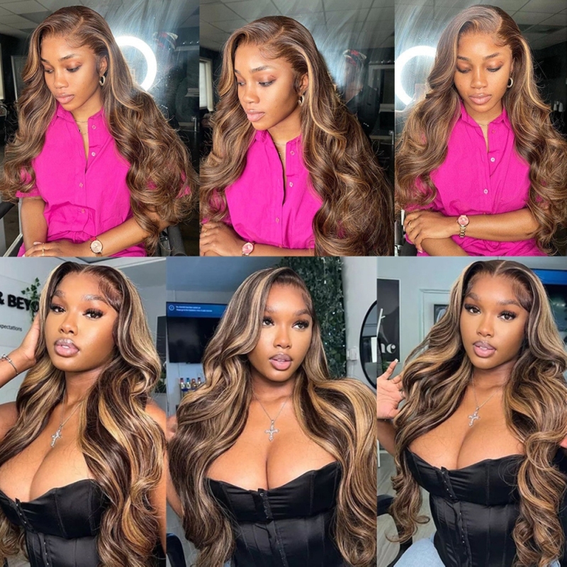 FORIS HAIR HIghlight 13X4 Transparent Lace Front Wig Brazilian Body Wave Virgin Human Hair