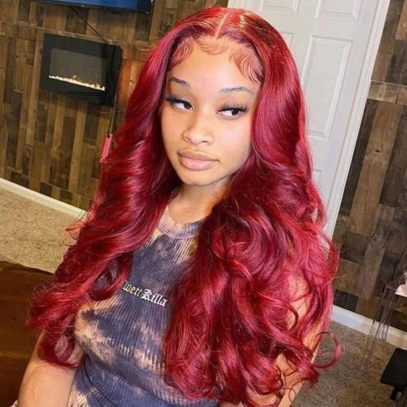 FORIS HAIR 99J 13X4 Transparent Lace Front Wig Brazilian Body Wave Virgin Human Hair