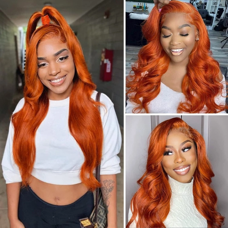 FORIS HAIR Ginger 350 13X4 Transparent Lace Front Wig Brazilian Body Wave Virgin Human Hair