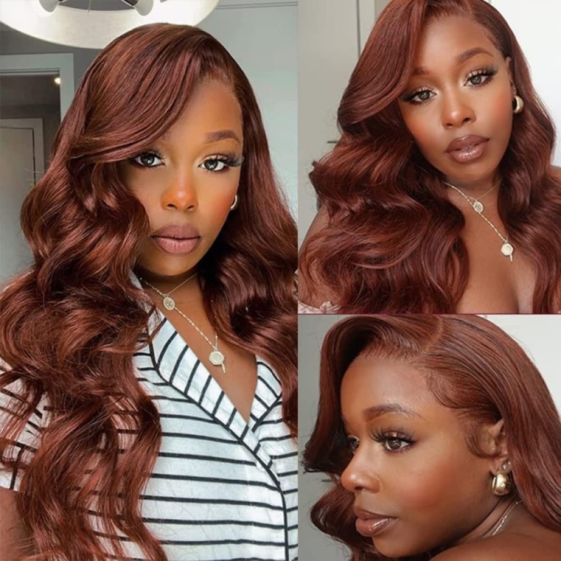 FORIS HAIR Reddish Brown 13X4 Transparent Lace Front Wig Brazilian Body Wave Virgin Human Hair