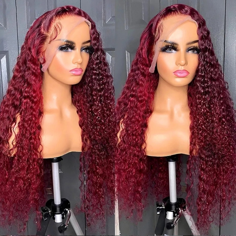 FORIS HAIR 99J 13X4 Transparent Lace Front Wig Brazilian Deep Wave Virgin Human Hair