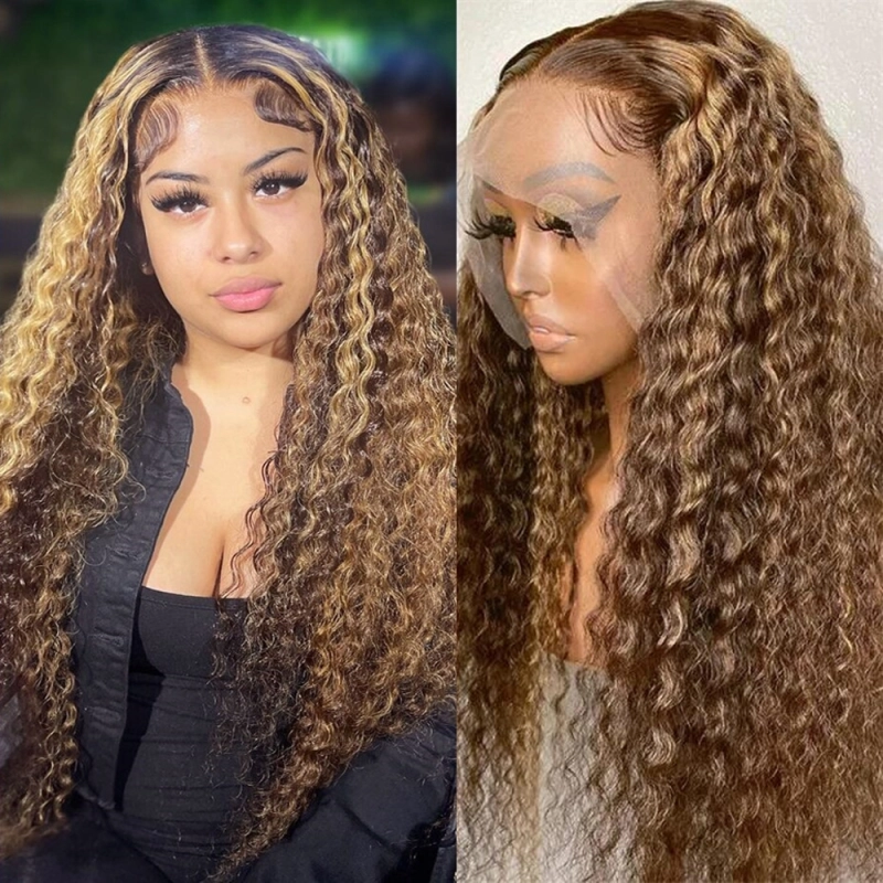 FORIS HAIR HIghlight 13X4 Transparent Lace Front Wig Brazilian Deep Wave Virgin Human Hair