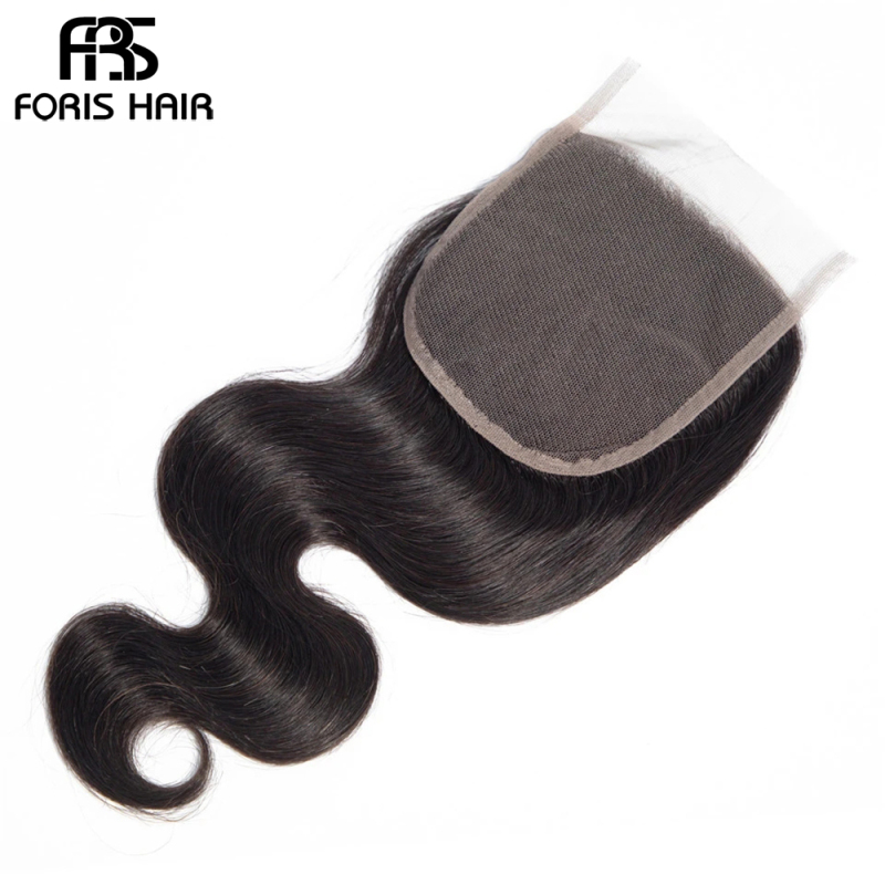 FORIS HAIR Brazilian Body Wave Virgin Hair 3 Bundles With Lace Closure Natural Color